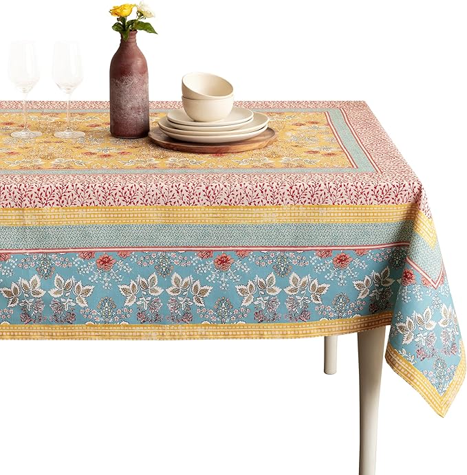 Maison d' Hermine Table Cloth Rectangle Table 100% Cotton 60 x 120 Inches Tablecloth Reusable Decorative for Dining Kitchen Room Farmhouse Party Home Hotel Restaurant Spring Summer - Marquise