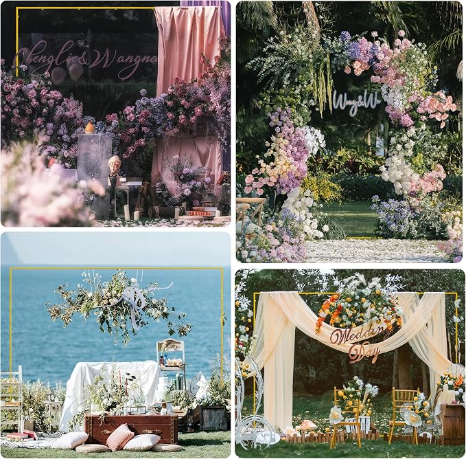 Wokceer Wedding Arch Backdrop Stand Square 8 x 8 FT Wedding Arches for Ceremony Metal Balloon Arch Frame for Wedding Birthday Party Garden Arbor Anniversary Event Decor