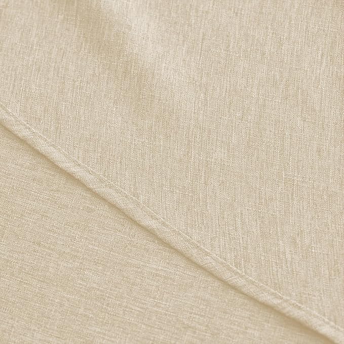 Decorelia Faux Linen Round Table Cloth 60 inch, Waterproof Decorative Fabric Anti-Scratch Texture Round Tablecloth Cover for Dining, Kitchen & Outdoor Table (60 Inch, Round (2-4 Seats), Beige)