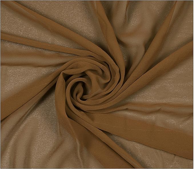 MDS Pack of 40 Yard Chiffon Fabric, Sheer Soft Draping Fabric Bolt for Wedding Party Backdrop Arch Decoration, Apparel Bridal Dress Sewing DIY Crafts Solid Gauze Fabrics 44” Wide - Mocha