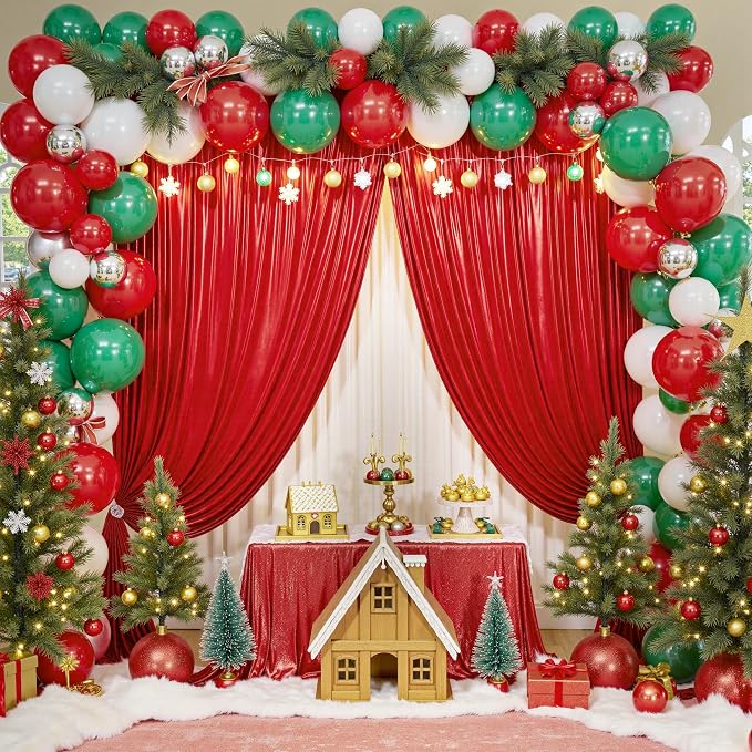 10x10ft Thick Red Glitter Backdrop Curtain Panels for Parties, Wrinkle Free Sequin Sparking Photo Backdrop Drapes, 2 Panels 5x10ft Shimmer Back Drop Cloth for Wedding Birthday Photography