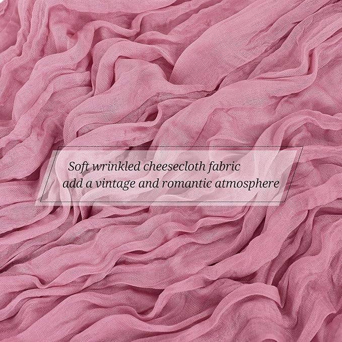 15 Pack Dusty Rose Cheesecloth Table Runner 17 x 108 Inch Fall Thanksgiving Boho Rustic Farmhouse Gauze Cheese Cloth Runner for Wedding Party Baby Shower Home Decor Holiday Decorations