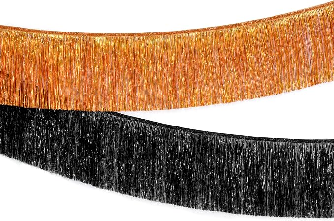 KatchOn, XtraLarge Black and Orange Fringe Banner - 6.5 Ft, Pack of 2 Fringes | Tinsel Garland for Basketball Theme Birthday Decorations | Orange Black Fringe Garland for Graduation Decorations 2026
