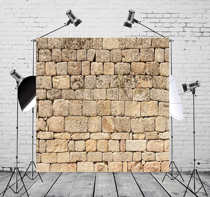 BELECO 10x10ft Fabric Vintage Brick Stone Wall Backdrop for Photography - Ancient Rock Textured Background Wallpaper for Castle, Party Decorations, Studio Booth Photo Props