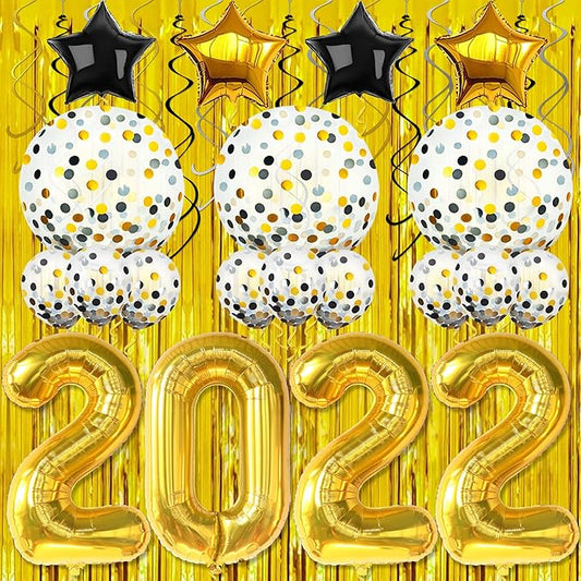KatchOn Gold Graduation Balloons - 40 Inch & 36 Inch Confetti, Fringe Backdrop, Class of 2022 Decorations, 40 Pieces, Unisex, Children