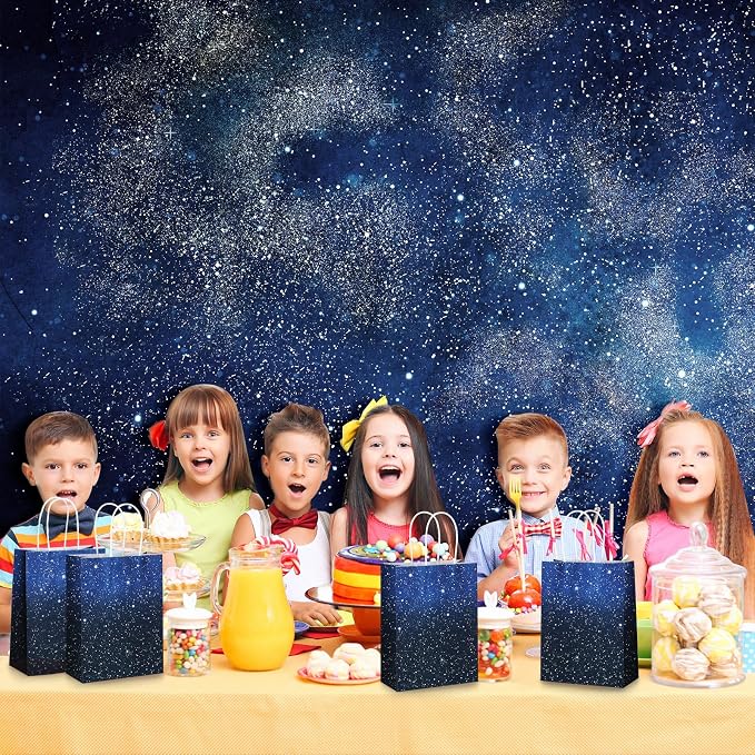 Marspark 32 Pieces Galaxy Bags Starry Gift Goodie Pouch Space Party Favor Bags Galaxy Treat Candy Bag for Space Stars Themed Birthday Decorations Supplies