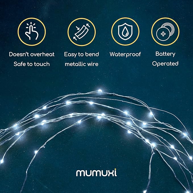MUMUXI 12 Pack 7.2ft Fairy Lights Battery Operated String Lights, 20 Mini LEDs for Centerpiece Table Decorations, Wedding Party Bedroom Mason Jar Christmas, Cool White