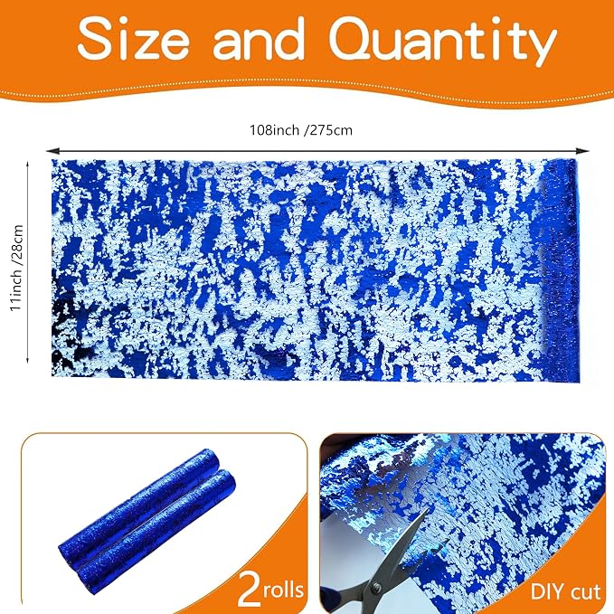 Snowkingdom 2 Pieces Royal Blue Table Runner, Sequin Glitter Foil Metallic Thin Mesh Runner Roll 11"x108" Blue Table Decorations for Wedding Birthday Party Christmas Graduations