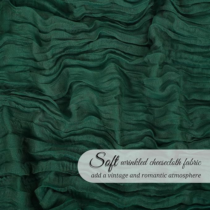 12 Pack Emerald Green Cheesecloth Table Runner 120 inch Fall Thanksgiving Boho Rustic Gauze Farmhouse 10FT Cheese Cloth Runner for Baby Shower Wedding Party Holiday Home Decor