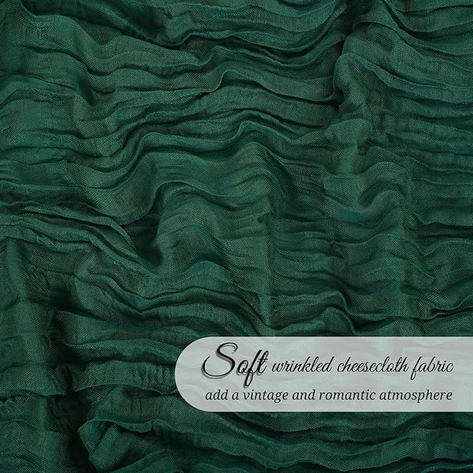 12 Pack Emerald Green Cheesecloth Table Runner 120 inch Fall Thanksgiving Boho Rustic Gauze Farmhouse 10FT Cheese Cloth Runner for Baby Shower Wedding Party Holiday Home Decor