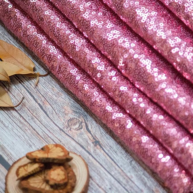 Rose Pink Sequin Tablecloth 120" Round Sequin Tablecloth Shimmer Table Cloth Sparkly Drape Table Cover Decorations for Engagement Weddings Party Baby Bridal Shower Decorations