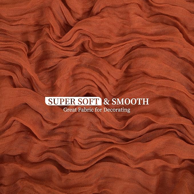 20 Pack Terracotta Cheesecloth Table Runner 120 Inch 10FT Rustic Boho Gauze Cheese Cloth Table Runner for Wedding Party Baby Shower Thanksgiving Christmas Decoration