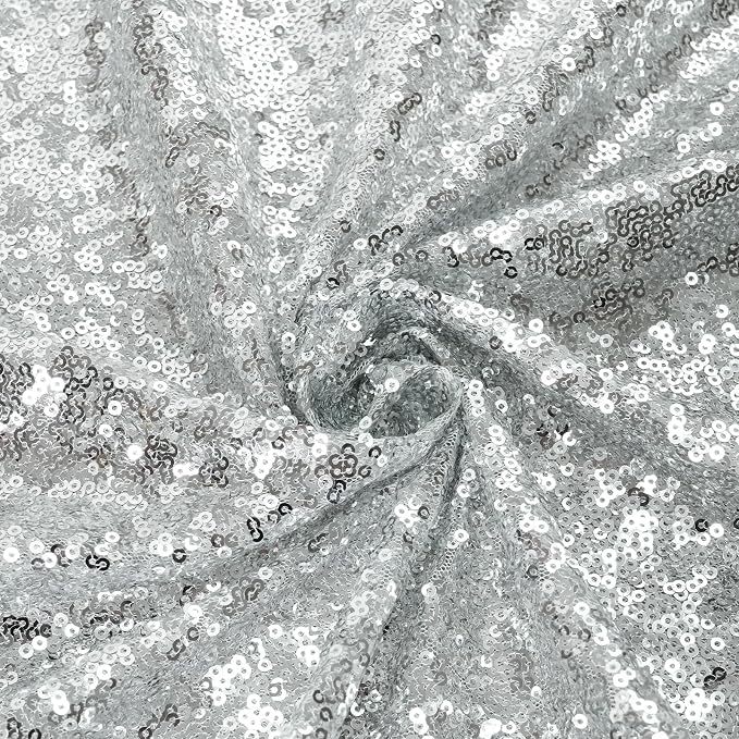 Eternal Beauty Sequin Backdrop Curtains, 2x8 Ft-2 Panels Silver Back Drop for Shimmer Photography Party Wedding Birthday Decor