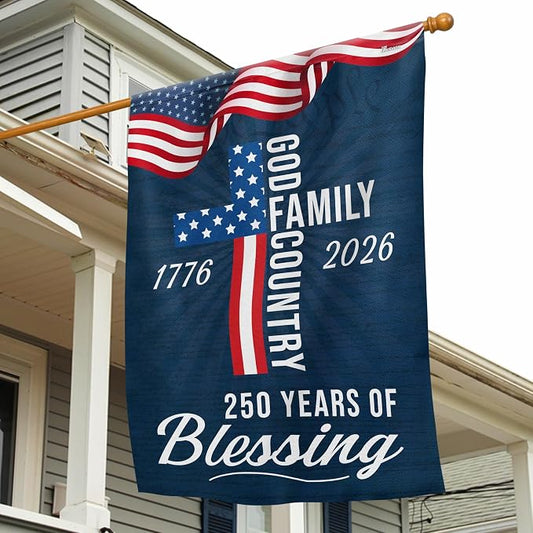 FLAGWIX American 250 Years of Blessing Flag - Polyester Double-sided Yard Flags For Outside 3x5 ft. Flag - 4th of July Decorations for Home Yard Garden Decor Banner, Gifts For Men Women