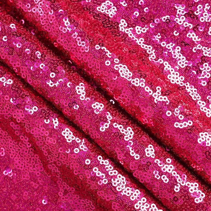 Eternal Beauty Hot Pink Sequin Backdrop, 6x8 Ft Glitter Background Curtains for Mother's Day Shimmer Photography Party Wedding Birthday Back Drop Decor