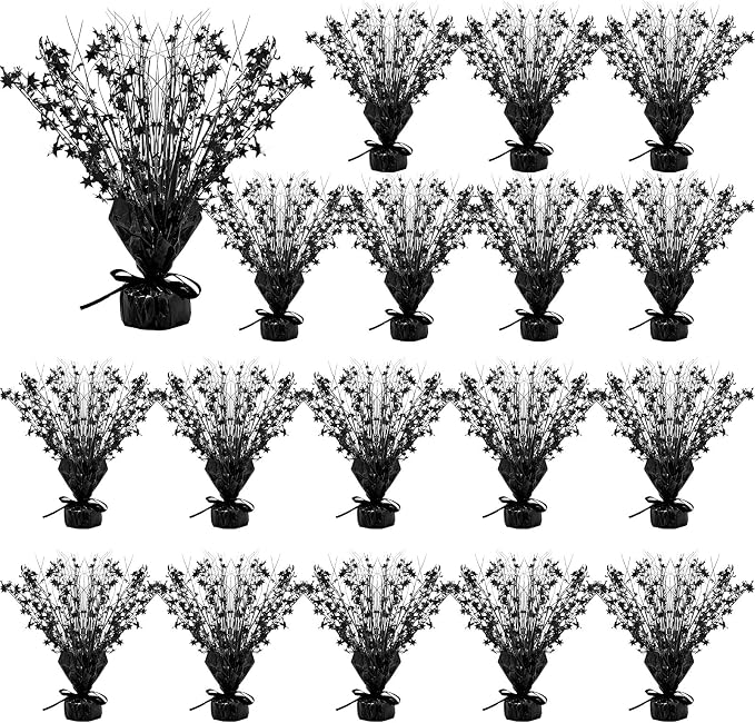 Crowye 18 Pcs Foil Spray Centerpiece Table Decoration Party Star Burst Metallic Graduation Table Centerpieces for Spring Party Birthday Season Wedding Holiday(Black)