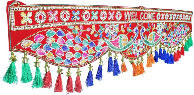Decorative Toran Door Hanging Toran Bandanwar Velvet Peacock Design Bandhanwar Garland for Parties Traditional Hanging New year Gifts Wedding Home Festival Decoration Home Door Entrance (Size:-36")