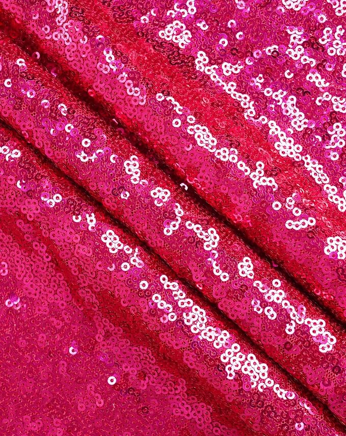 Eternal Beauty Hot Pink Tablecloth, 60x120 Inch Sequin Rectangle Table Cover for Mother's Day Cake Dessert Exhibition Party Birthday Events