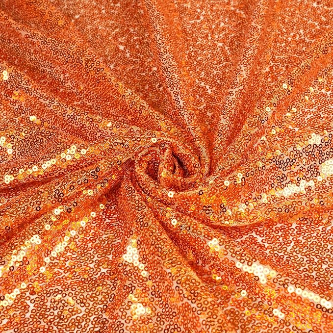 Poise3EHome Orange Sequin Tablecloth 60×102 Inch Rectangle Sparkly Fabric Table Cloth for Halloween Baby Shower Birthday Party Wedding Holiday Decoration
