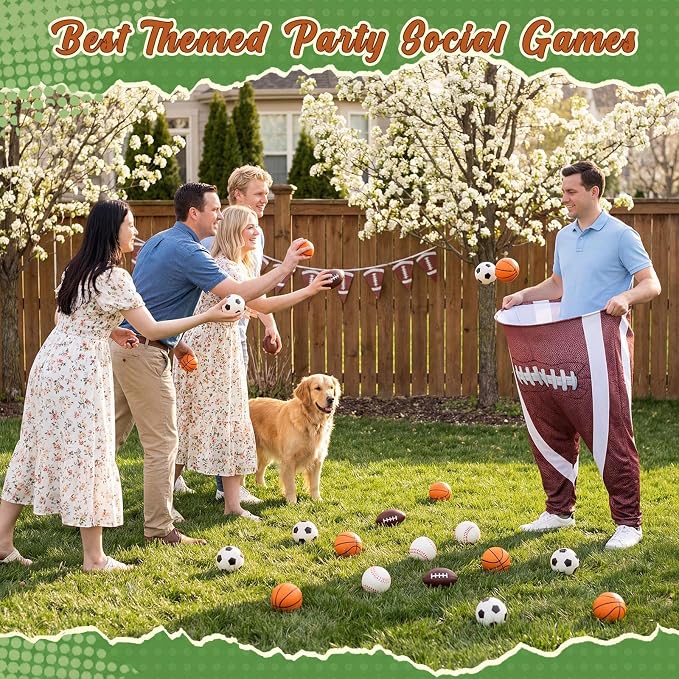 26 Pcs Granny Pants Outdoor Game Set, 4 Giant Pants with 20 Bouncy Balls & 2 Pumps Yard Funny Toss Relay Backyard Game for Adults Family Beach Party Favor