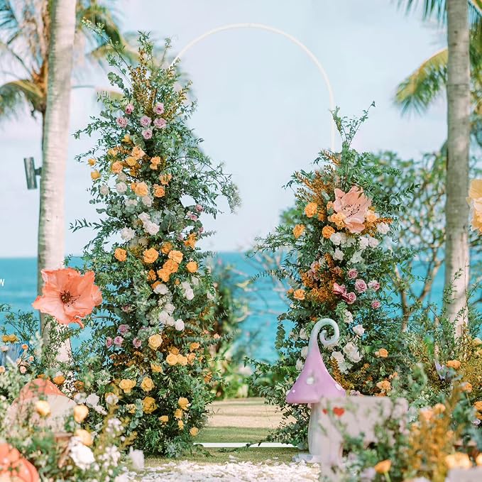 Wokceer Wedding Arch Backdrop Stand, 6 FT Square White Metal Arch Backdrop Stand for Wedding Ceremony Photo Booth, Outdoor Indoor Birthday Party, Garden Floral Balloon Arch Decoration