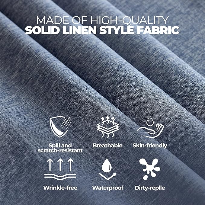 Decorelia Faux Linen Square Tablecloth for Dining Room,Waterproof Texture Decorative Farmhouse Rustic Table Cloth for Indoor Outdoor Party Holiday Banquet Picnics Patio,52x52 Inch (Square),Denim Blue