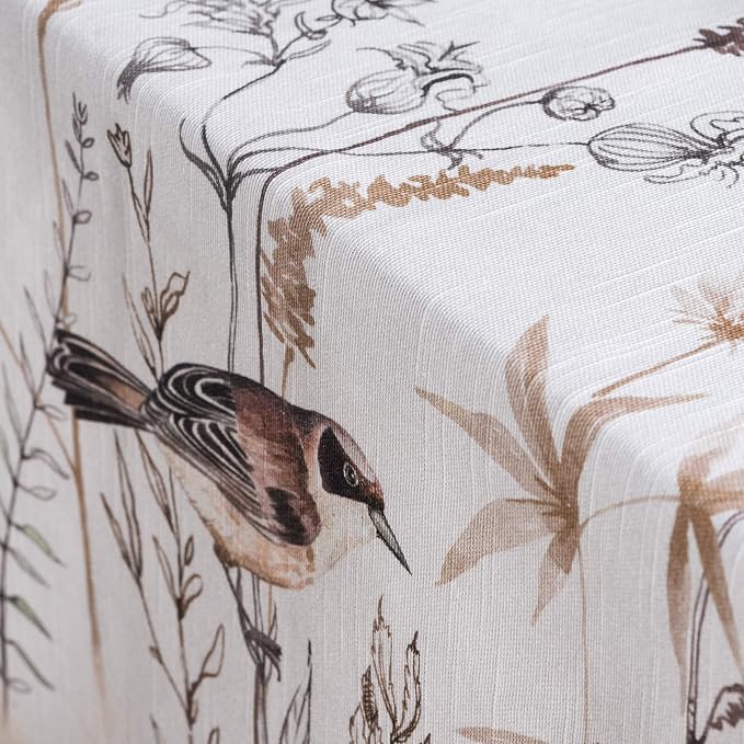 Maison d' Hermine Table Cloth Rectangle Table 100% Cotton 60 x 108 Inches Tablecloth Reusable Decorative for Dining Kitchen Room Farmhouse Party Hotel Restaurant Spring Summer - Meadow Florals - Brown