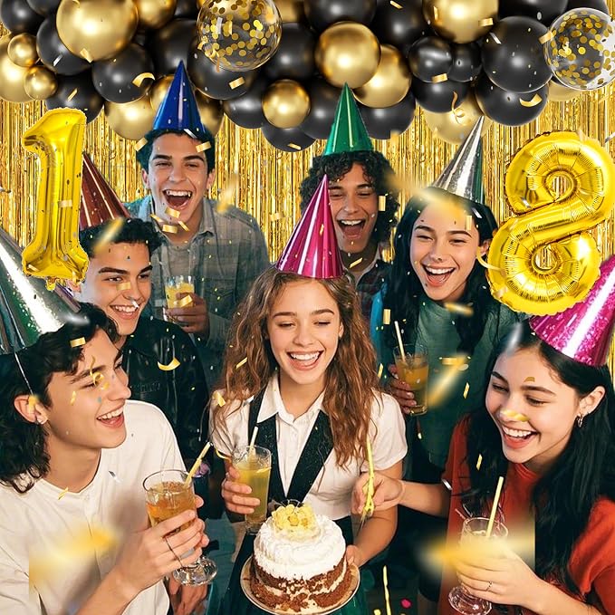 Gold 18th birthday decorations for boys Men,3pcs birthday Decorations for Men boys black and gold Balloon Boxes Birthday Party Favors