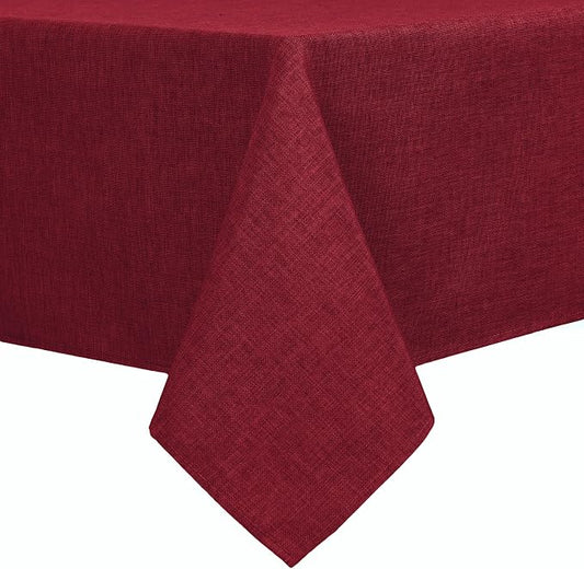Hiasan Faux Linen Rectangle Tablecloth - Wrinkle and Stain Resistant Washable Table Cloth for Kitchen Dining Room Holiday Table Cover for Dinner, Red, 60 x 120 Inch
