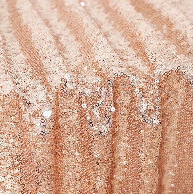 Poise3EHome Rose Gold Sequin Tablecloth 72×108 Inch Rectangle Sparkly Fabric Table Cloth for Birthday Wedding Party Christmas Holiday Baby Shower Decoration