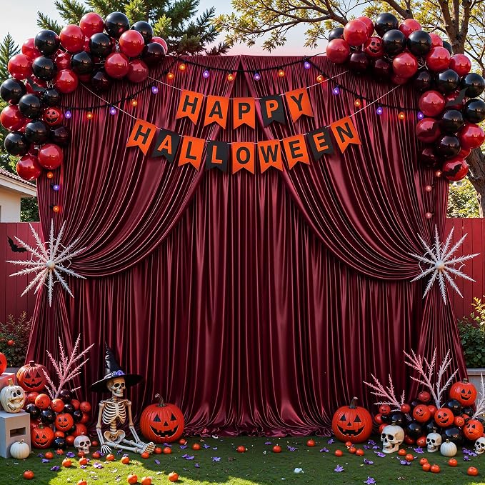 20x10ft Burgundy Glitter Backdrop Curtain for Parties, Wrinkle Free Satin Photo Backdrop Drapes 4 Panels 5x10FT Shimmer Back Drop Cloth for Wedding Birthday Baby Shower Photography Background Decor