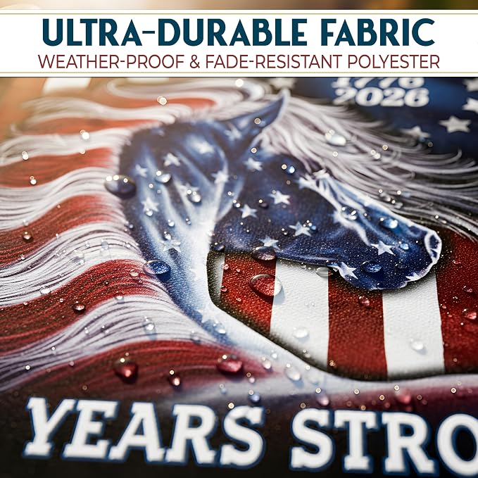 FLAGWIX American 250 Years Anniversary Horse Flag - Polyester Double-sided Garden Flags For Outside (11.5" x 17.5") - 4th of July Decorations for Home Yard Farm Garden Decor Banner