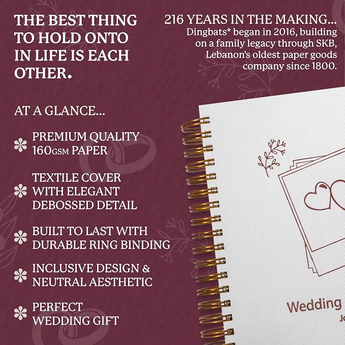 Dingbats* Wedding Anniversary Journal for Couples - Guided Memory Book with Prompts & Envelopes for Love Letters - Thick Paper Spiral Hardcover Marriage Journal Notebook to Record Milestones Each Year
