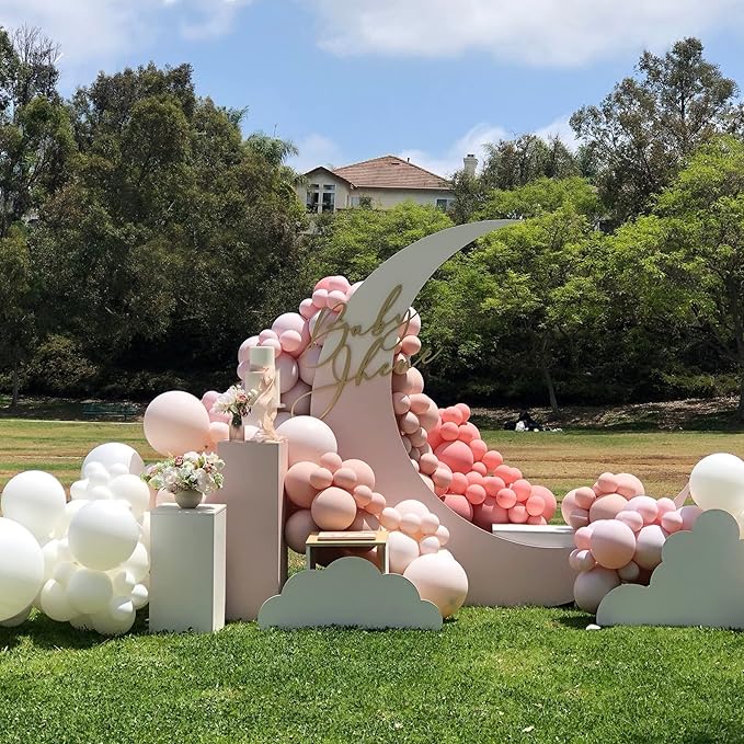 Dusty Rose Pink and White Balloons Garland Arch Kit Double Stuffed Matte Light Pink Blush Pink Latex Balloon Different Sizes 18 12 10 5In Boho Ballon for Birthday Party Holiday Decorations