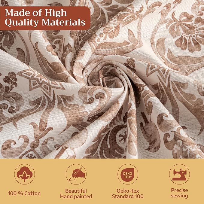 Maison d' Hermine Table Cloth Round Table 100% Cotton 69 Inches Fall Tablecloth Reusable Everyday Use for Thanksgiving Christmas Decorations Dining Farmhouse Party (Allure)