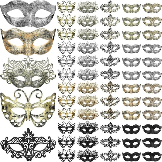 Sratte 60 Pcs Halloween Masquerade Mask Bulk Vintage Antique Masks Adults Party Venetian Masks for Carnival Party Cosplay