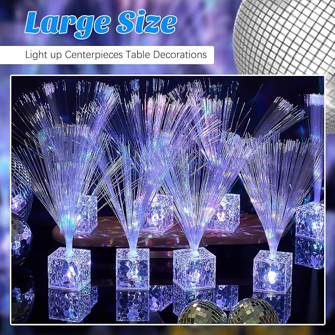 Amylove 8 Pcs Mini Fiber Optic Lamp Bulk LED Light Color Changing Table Centerpiece Glow in The Dark Party Favors Supplies for Wedding Graduation Prom Birthday Disco Dance Decorations (6 Inch)