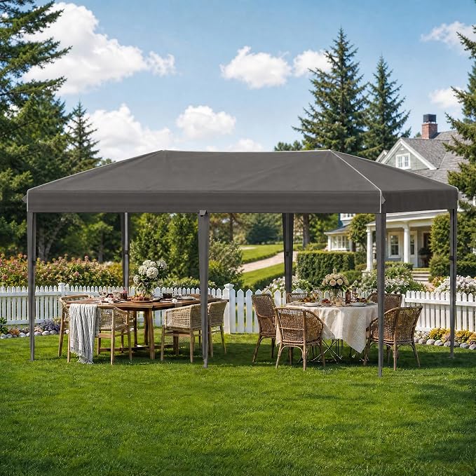 Anunweldo 10x20 Pop Up Canopy Without Sidewalls, Instant Tent with Carry Bag, Sandbags, Height Adjustable Waterproof Outdoor Canopy, Outdoor Canopy for Events, Camping, Parties (Reflective Strips)