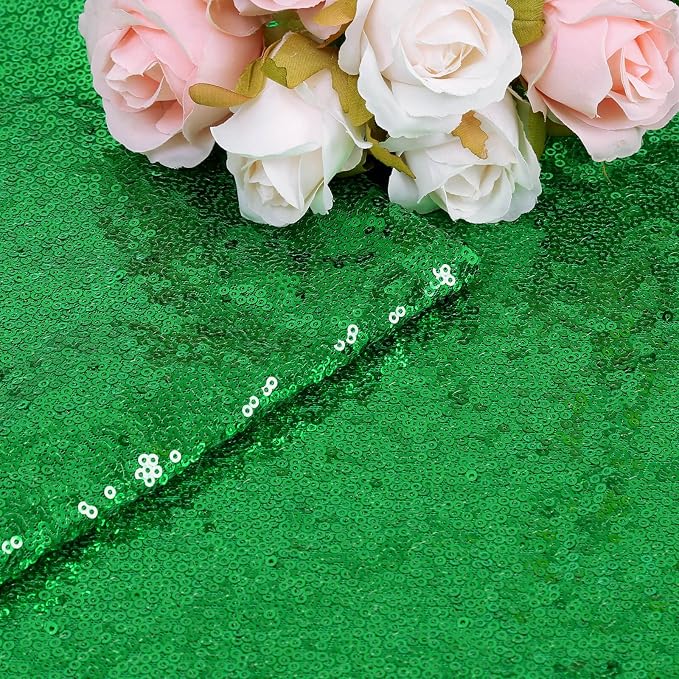 B-COOL Green Sequin Tablecloths St. Patrick's Day Christmas Decorations Rectangle Glitter Tablecloth Shiny Table Cloth Topper Dresser Scarf for Spring Wedding Shower Party Supplies-90x90inch