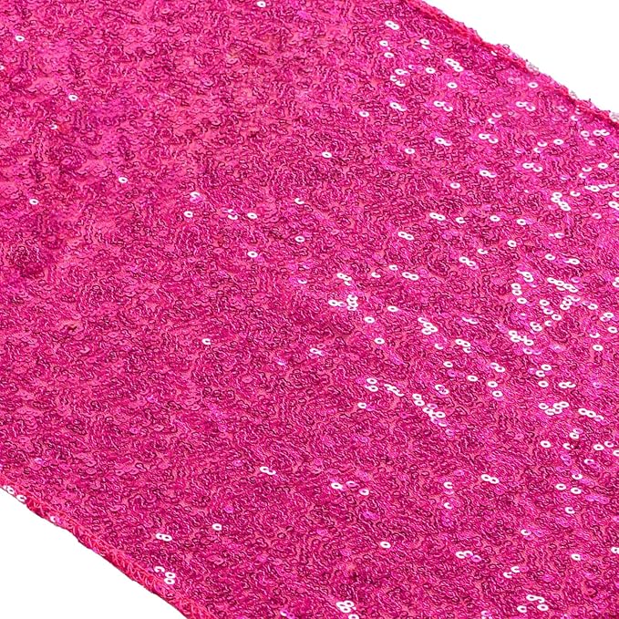 ShinyBeauty 12x108-Inch Hot Pink Sparkly Sequin Table Runner Glitz Sequin Table Runner for Wedding Part/Event Linen (Hot Pink)
