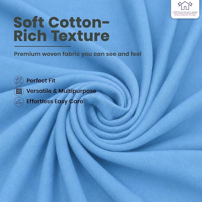 LFH Home Cotton Rich Beautiful Tablecloth for Rectangle Tables, 60 x 72 Inch Table Cloth, Machine Washable Fabric Table Cover for Dining Table, Kitchen, Parties, Holidays & Everyday Use-Sky Blue