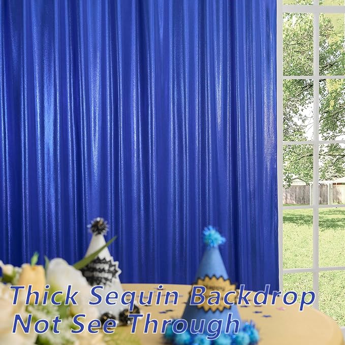 30x10 Wrinkle Free Royal Blue Sequin Backdrop Curtain for Parties-Thick Not Fall-Off Glitter Backdrop Drapes-6 Panels 5x10ft Shimmer Photo Back Drop Cloth for Wedding Birthday Photography Background