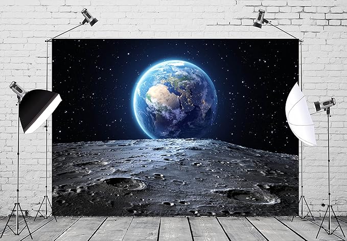 BELECO 20x10ft Fabric Outer Space Backdrop Universe Background Earth Moon Surface Furnished by NASA Planet Stars Photography Backdrop for Birthday Party Decoration Photoshoot Photo Background Props