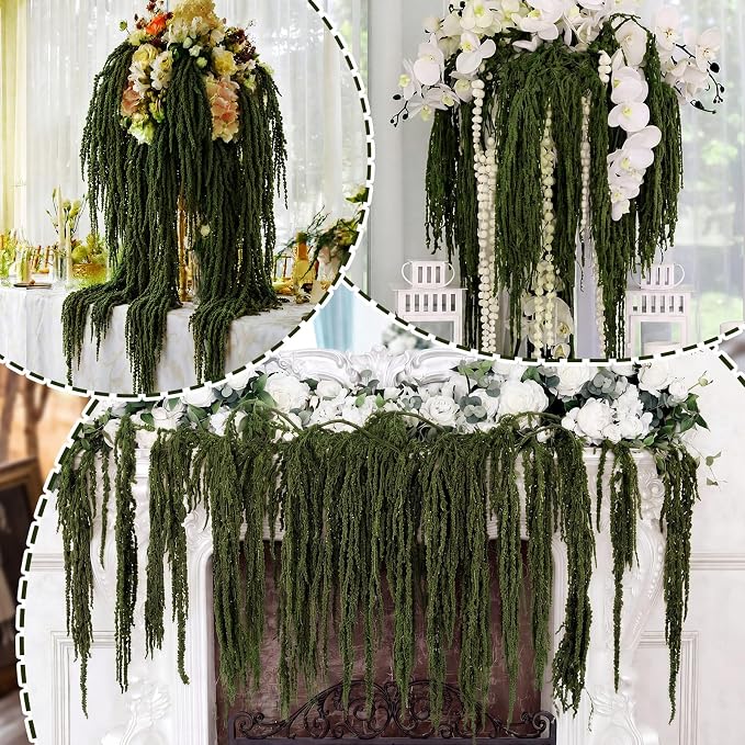 Suncalla 12 Pcs Natural Dried Amaranthus Hanging Flowers 23 Inch Amaranthus Artificial Flowers for Wedding Arch Bouquet Floral Garland Wall Home Decoration
