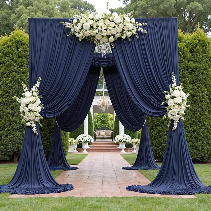 40ftx10ft Navy Blue Backdrop Curtains for Party Background, Wrinkle Free 8 Panels Silky Navy Photo Backdrop Drapes Back Drop Cloth Drapery for Wedding Birthday Photography Baby Shower Decor