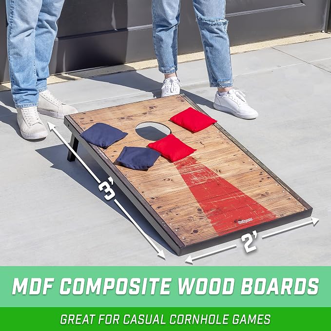 GoSports Portable Cornhole Sets, 8 Styles – Choose 4 x 2 ft or 3 x 2 ft - Boards Include 8 Bean Bags, Travel Case, and Game Rules