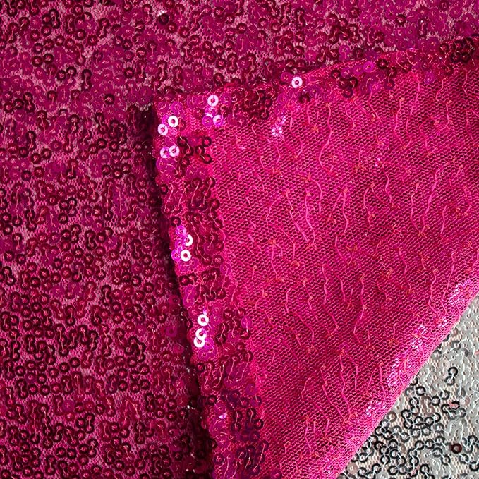 JYFLZQ Hot Pink Sequin Table Runner 12" x 108" Pack of 2 Sparkly Fuchsia Metallic Table Runner Glitter Sequin Runner for Table Birthday Party Event Decorations