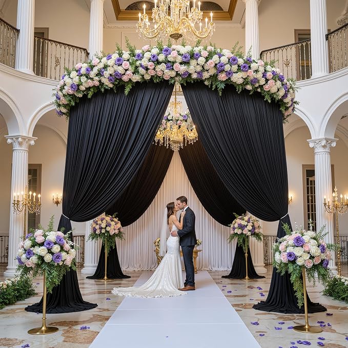 50ft x 15ft Black Backdrop Curtains for Parties, Wrinkle Free 10 Panels Photo Backdrop Drapes Back Drop Cloth for Wedding Birthday Photography Background Decor