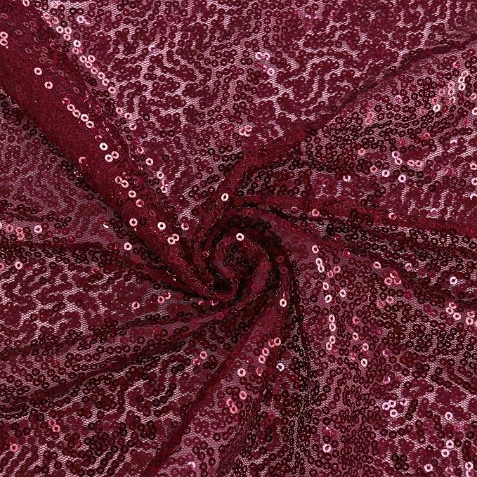6 Pack Burgundy Red Valentine's Day Sequin Table Runner 12" x 72" Sparkle Table Runner for Baby Bridal Shower Wedding Birthday Party Table Decor (Burgundy)