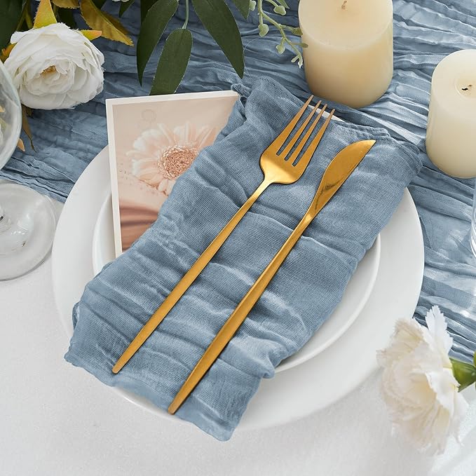 50 Pack Cheesecloth Napkins 20"x20" Dusty Blue Boho Gauze Cheese Cloth Napkins Bulk Rustic Dinner Table Decor for Wedding Bridal Baby Shower Party